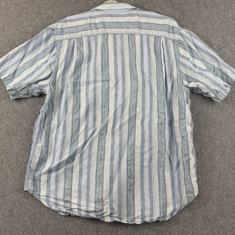 Tommy Bahama Linen Short Sleeve Shirt Men's XL Blue Striped - Picture 6 of 7